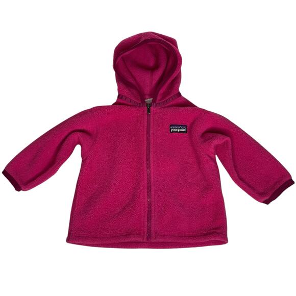 Patagonia Baby Synchilla Cardigan Pink Fleece Hooded Full Zip Jacket 6M 6 Months